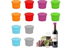Fjgyjt 12 PCS Wine Bottle Stopper Silicone Bottle Cap for Champagne Beer Wine Sealer Cover, Keeps Wine Fresh