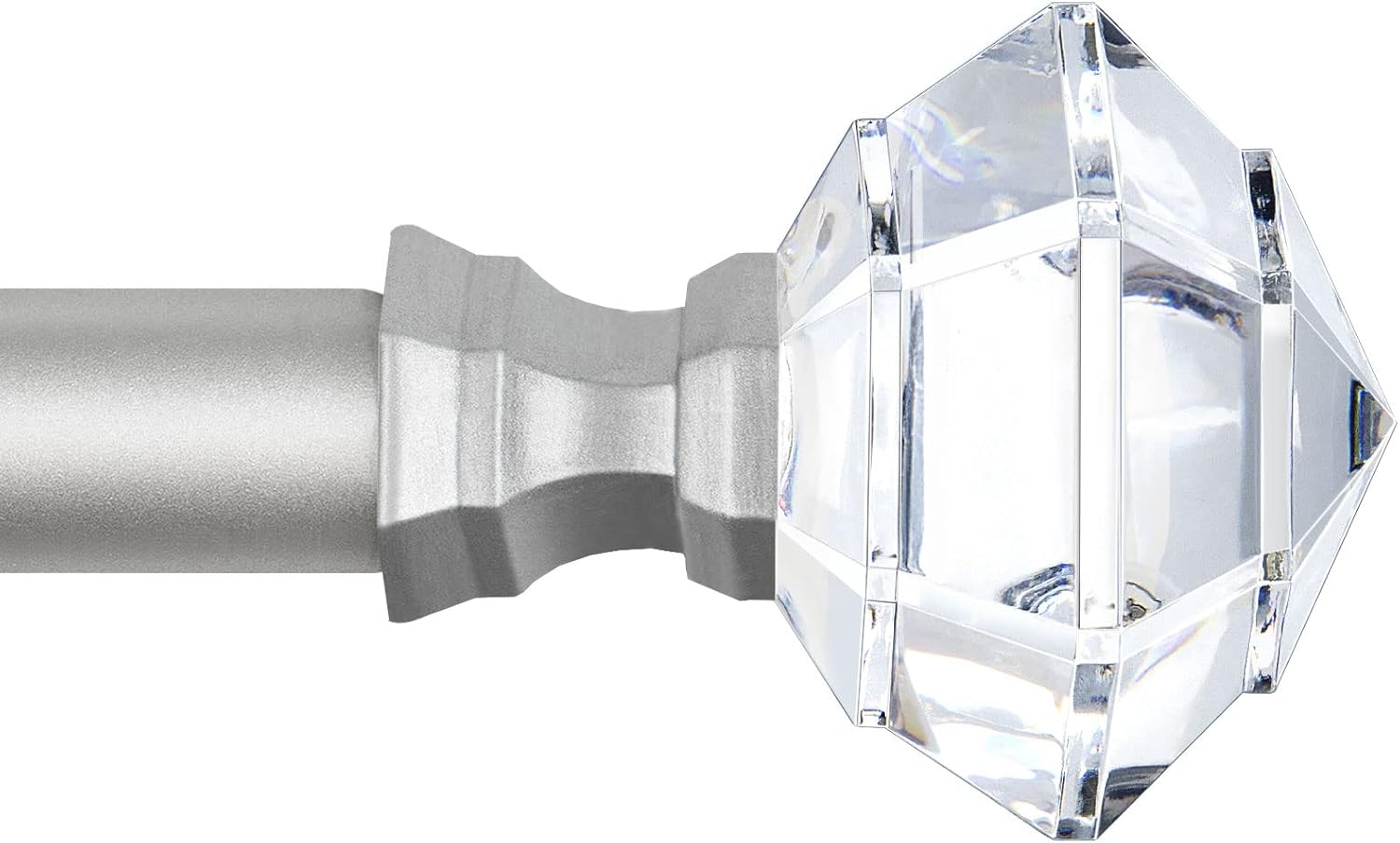 Window Treatment Hardware - TONIAL Curtain Rods 32 to 58 Inch(2.6-4.8ft), Telescoping Splicing 3/4 Single Rods for Windows 20 to 53 Inch(1.7-4.4ft)32 to 58 Inch Decorative Drapery Rod with Acrylic Diamond Finial, Nickel