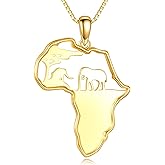 LWQQWL Africa Map Necklace 925 Sterling Elephant Pendant National Borders Jewelry Gift for Women Men