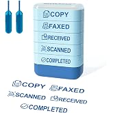 Building Blocks Office Stamps 5-Layer Stacked Office Stamps - Business Refillable Self Inking Stamp with Copy, Faxed, Received, Scanned, and Completed Stamps(2 Refill Ink Included)