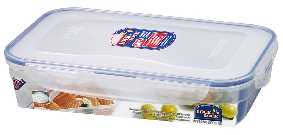 Lock & Lock Rectangular Storage Container Clear/Blue, 2.4 L Amazon