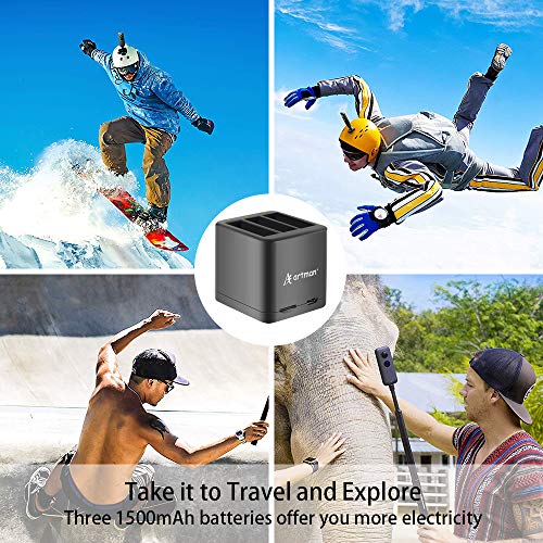 Artman Insta360 ONE X Camera 1500mAh Replacement Battery(3-Pack) and A Triple Slot USB Charger with Built-in TF Memory Card Reader for Insta360 ONE X Camera