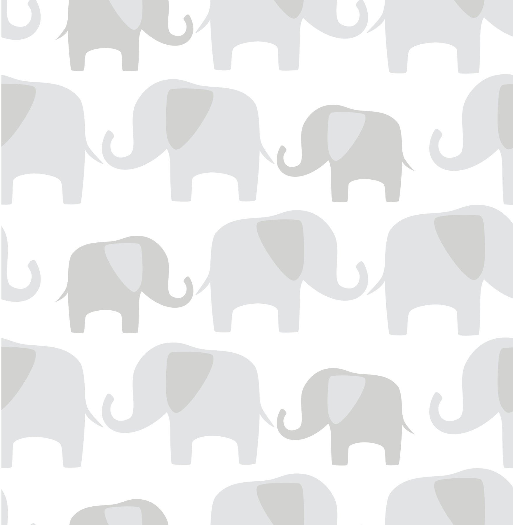 NuWallpaper Gray Elephant Parade Peel and Stick Wallpaper, Vinyl