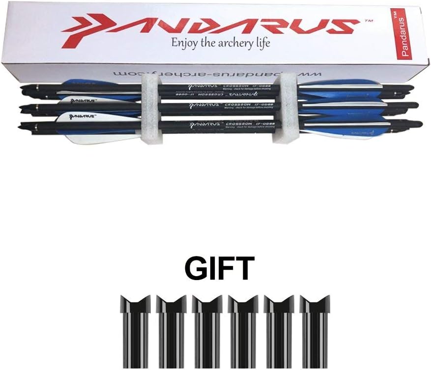 PANDARUS Archery Carbon Crossbow 17/20/22-Inch Arrows Bolt Crossbolt Fletched 4 Inch Vane with Field Point (Pack of12) (20) : Sports & Outdoors