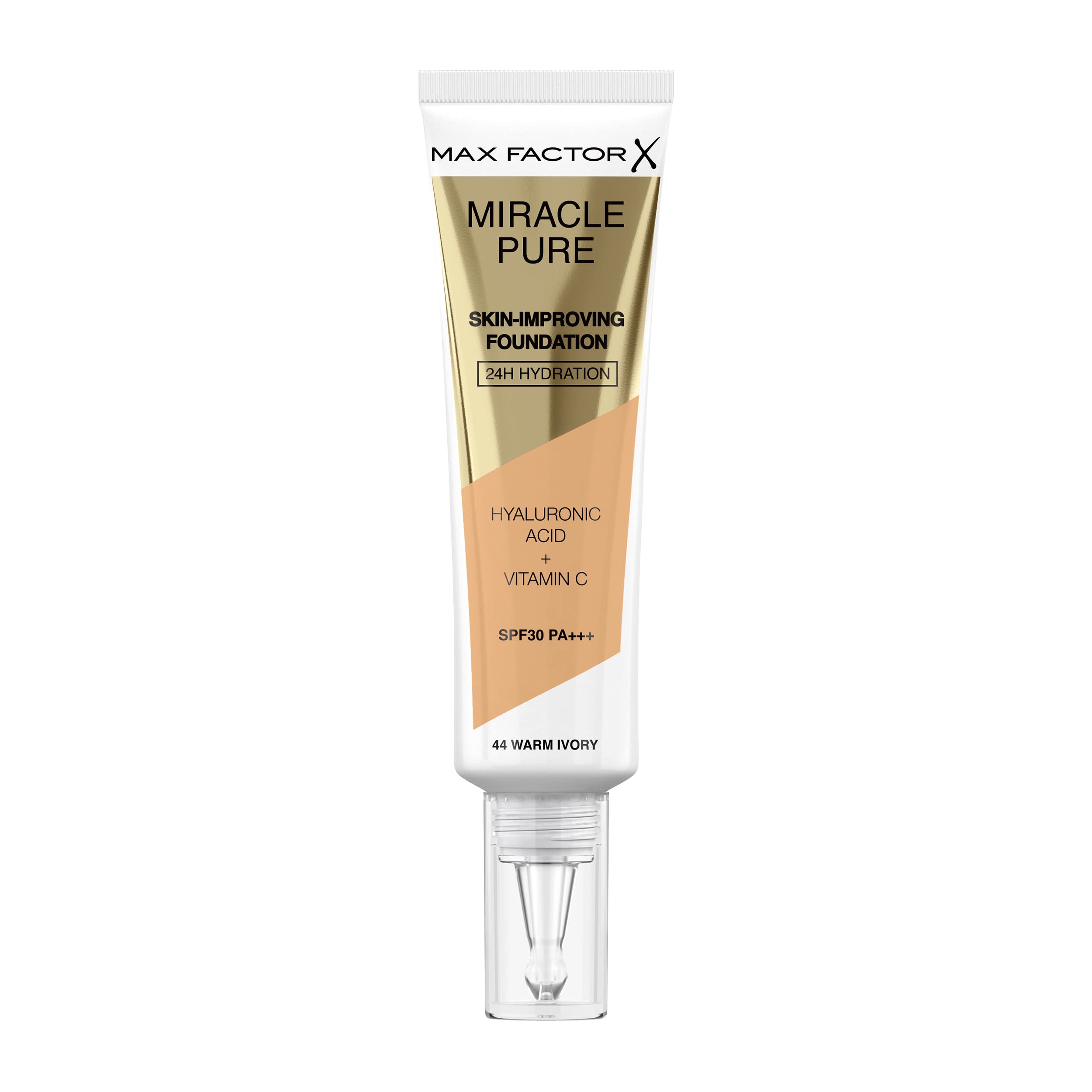Max Factor Miracle Pure Liquid Foundation, Warm Ivory, Full Coverage, Flawless and Radiant Finish, Lightweight Formula, Smudge Resistant, Non Pore-Clogging, Fragrance Free, 35ml