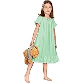 Arshiner Girls Nightgowns Sleepwear Short Sleeve Victorian Pajama Dress Soft Princess Sleepshirt for 3-12 Years Kids