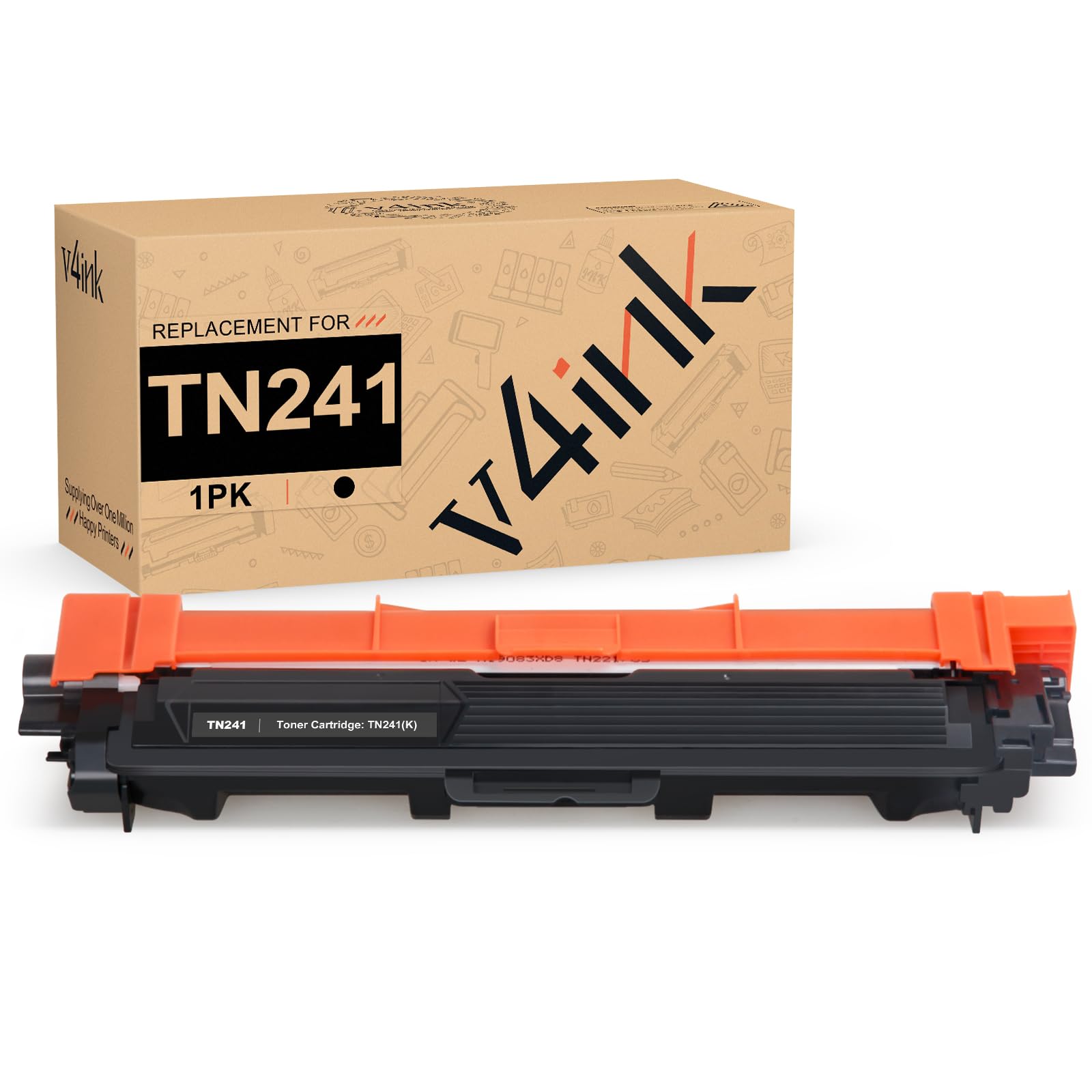 v4ink TN241 TN-241BK Compatible Black Toner Cartridge Replacement for Brother HL-3140CW 3170CDW 3150CDN 3150CDW DCP-9020CDW 9015CDW 9017CDW 9022CDW MFC-9340CDW 9330CDW (Packaging May Vary)