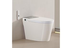 LONIKO Smart Toilet with Built-In Bidet, Heated Seat, Dual Auto Flush with Foot Sensor, Tankless Design, Warm Water Wash & Dry, Modern Elongated Electric Toilet, LED Display, 1000g MAP, 1.28GPF