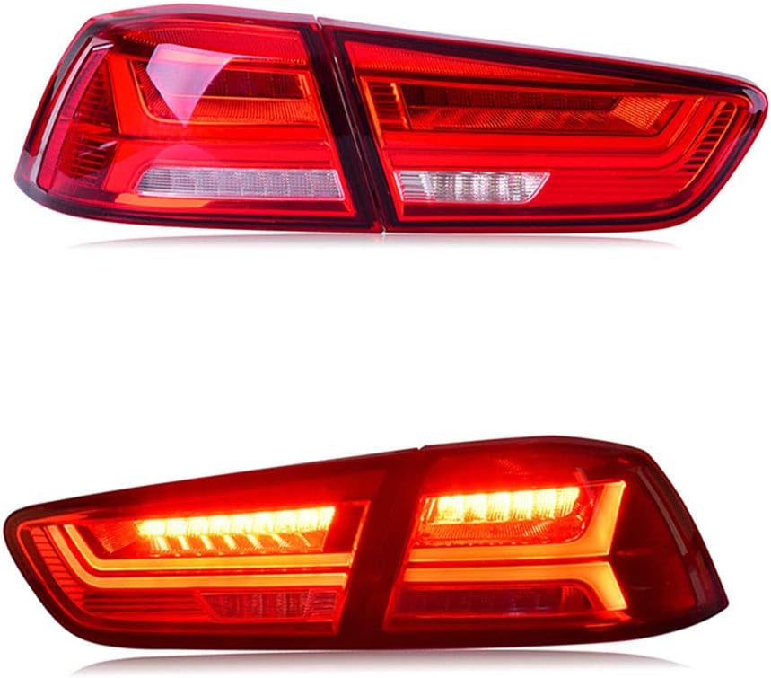 AOEDI LED Tail Lights For Mitsubishi Lancer/EVO X 2008-2017 Audi Style Red Lens Replacement