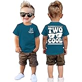 GLIGLITTR Two Cool Birthday Shirt 2nd Birthday Boy Tshirt 2 Year Old Toddler Boys Second Bday Party Short Sleeve Outfits Tops