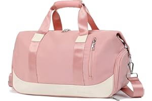 EUNZEL Small Gym Bag for Women, Travel Duffel Bag with Wet Pocket & Shoes Compartment Weekender Bag Tote Bag for Travel Workout, Pink