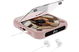 ZYOKATA Portable CD Player Personal CD Players with Bluetooth for Car, Rechargeable Small CD Player with Headphones, LCD Touch Screen & Anti-Skip/Shockproof (Pink)