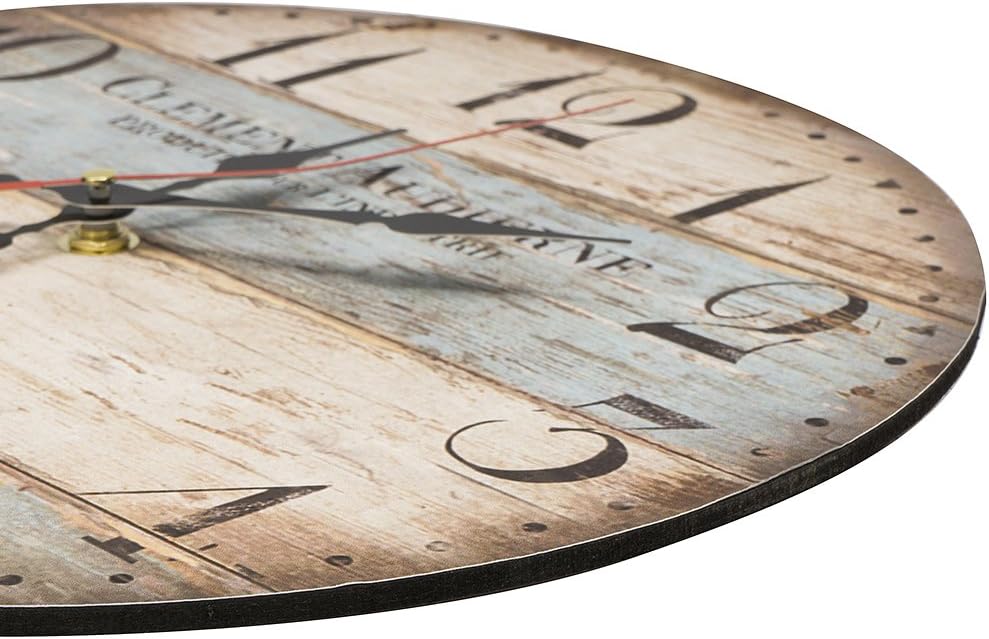 LOHAS Home 30cm Silent Wooden Round Wall Clock Vintage Rustic Chic Style Arabic Numerals Wooden Round Decorative Wall Clock (Victor Hugo) - Image 4
