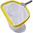 PetZon Professional Pool Net, Heavy Duty Skimmer Rake with Aluminum Frame, Fine Mesh Deep Bag Scoop for Cleaning Swimming Pool Leaf Pollen Silt, Pool Rake 19.5 inch