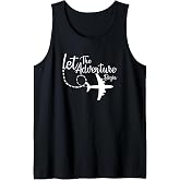 Let The Adventure Begin inspirational Airplane Travel Mode Tank Top