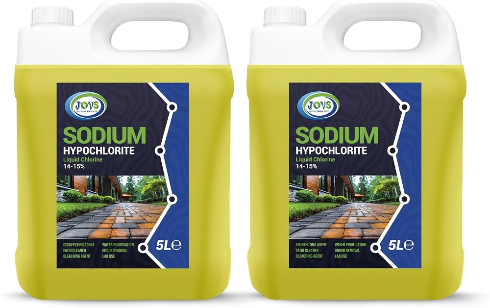 JOVS Sodium Hypochlorite 14-15% 10 Litre Cleaner - Brick Driveway Patio