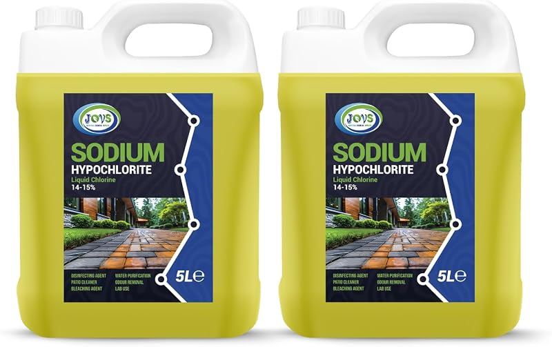 JOVS Sodium Hypochlorite 14-15% 10 Litre Cleaner - Brick Driveway Patio