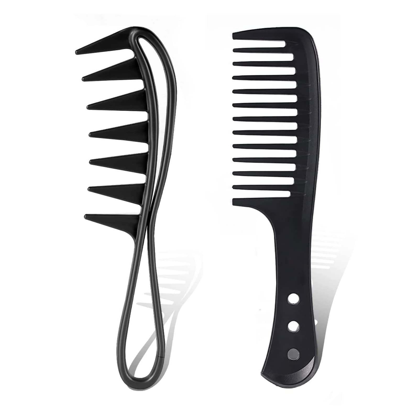 DINGFENG Wide tooth comb, 2 Packs Large Curl Comb for Long Wet and Curly wavy hair, Shark tooth wig combs For Men and Women, Heat Resistant & Anti-Static Styling Comb
