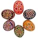 BestPysanky Set of 6 Folk Art Patterns Wooden Ukrainian Easter Eggs 2.5 Inches