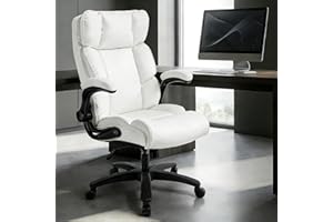 Big and Tall Office Chair 500LBS Executive Heavy Duty Gaming Chair with Footrest & Lumbar Support Ergonomic PU Leather Comput