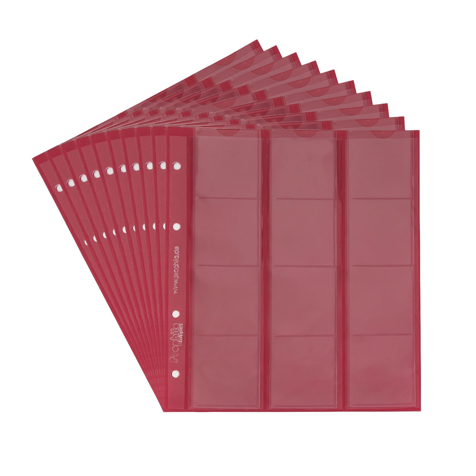 10 numismatic Prophila coin sheets, 12 pockets up to 44 mm diameter