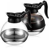 Ferrochef Plastic Coffee Decanter, 64oz Large Capacity Coffee Pot, 2 Pcs | Commercial Coffee Carafe, Dishwasher Safe, Stainless Steel Base with Comfortable Handle, Ideal for Home Office Coffee Shop