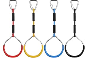 PELLOR 4-Pack Colorful Ninja Rings -Gymnastic Rings, Ninja Slackline Obstacle Course Accessories, Backyard Playground Training Equipment Play Set for Kids Adult