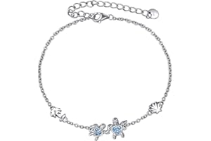 YAFEINI Ankle Bracelets for Women Sterling Silver Mermaid Turtle Ladybug Butterfly Moon Star Pineapple Anklet Link Chain Anklets Jewelry Gifts for Girls