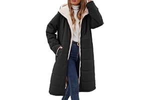 Yusongirl Womens Winter Long Coats Trendy Puffer Jacket Sherpa Fleece Lined Down Coat Long Sleeve Parka Oversized with Hood