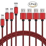 Micro USB Cable, 4-Pack 3ft/ 6ft/ 6ft/ 10ft Nylon Braided Android Charger USB to Micro USB Charging Cable for Android, Sumsung, Nexus, LG, Sony, Xbox, PS4 and More By Trippix (Red)