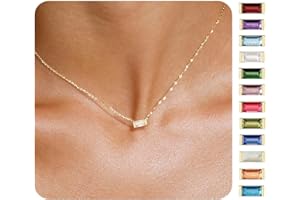 ZNBOH Birthstone Necklace for Women Dainty Trendy 14K Gold Plated Emerald Necklaces Simple Green Diamond Pendant Choker Blue Cute Cubic Zirconia Jewelry for Teen Girls Mothers Birthday Gifts