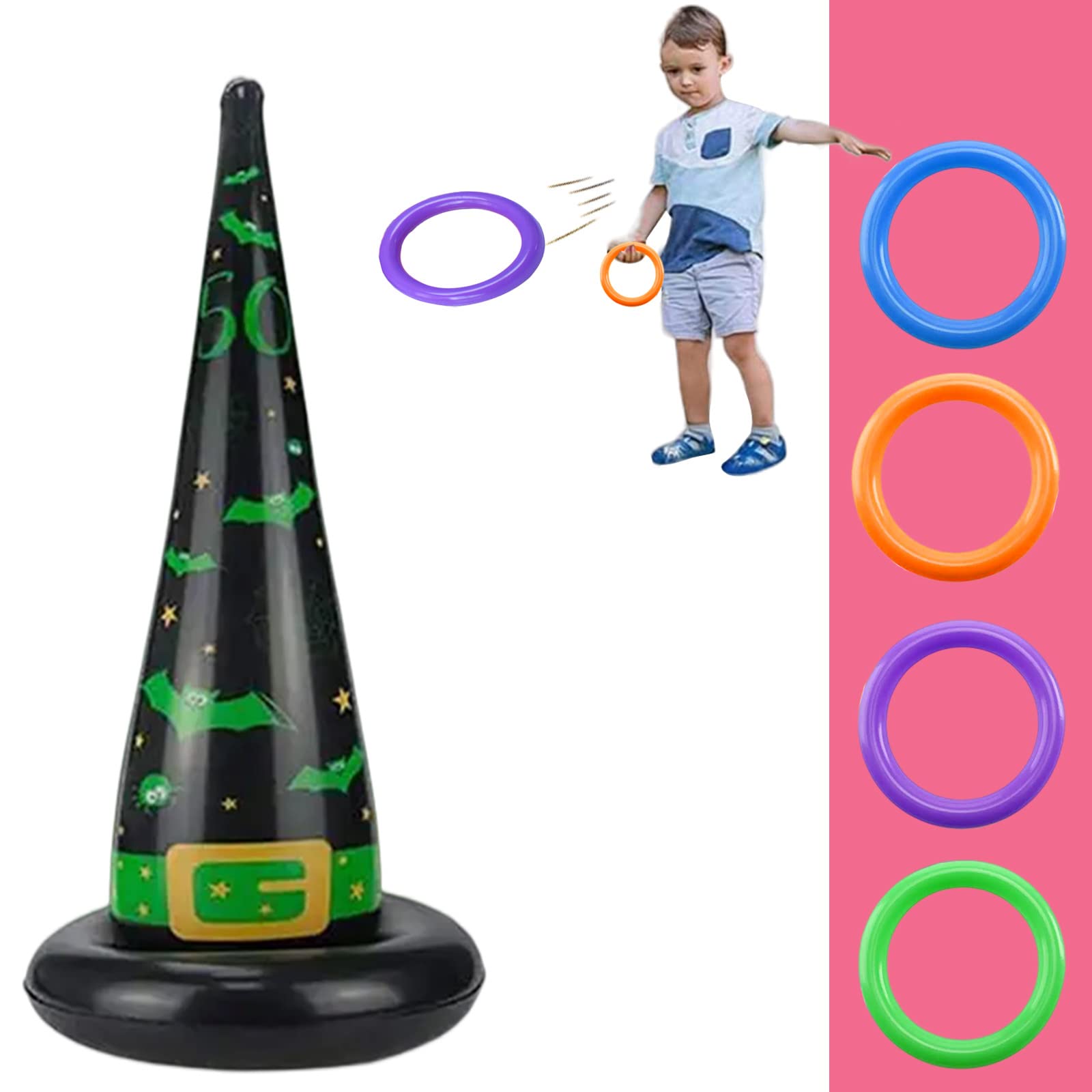 Halloween Party Ring Toss Game for Kids Adults,Inflatable Halloween Spider Ring Toss Game with 4 Rings,Fun Halloween Games for Families School Office Indoor Outdoor Game,Halloween Kids