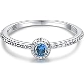 Birthstone Stackable Rings for Women: S925 Sterling Silver Heart Stacking Ring Knuckle Rings Band for Best Friends Christmas Anniversary Birthday Gifts Jewelry