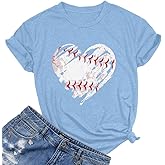 Baseball Shirts Women Baseball Mom Tshirt Baseball Heart Graphic Tee Game Day Gifts Funny Short Sleeve Tops