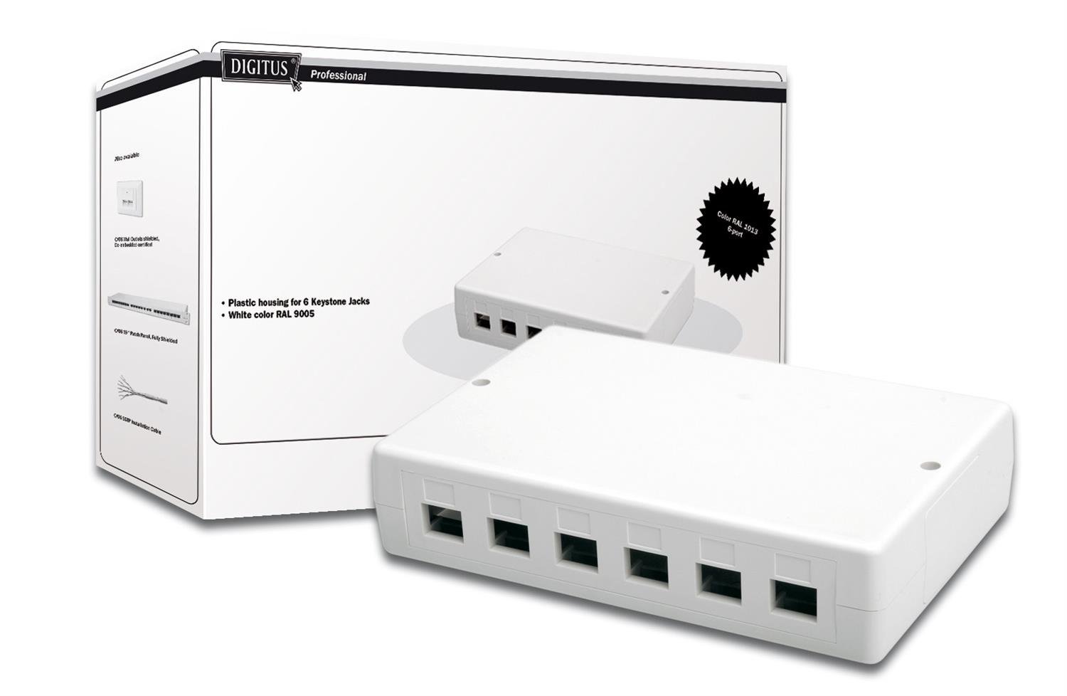 DIGITUS - Gussets with Modular Chassis - White, RAL 9010-6 Ports