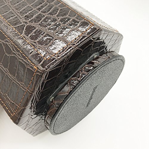 UnionBasic PU Leather Crocodile Pattern 360 Degrees Rotatable Remote Control Organizer, Spinning Mail/Media Desktop Organizer Caddy Holder (Brown)