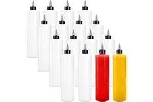 Bekith 12 Pack 16oz Plastic Squeeze Condiment Bottles with Twist Top Caps, Empty Dispensing Bottles for Icing, Cookie Decorat