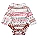 Newborn Baby Girls Ethnic Style Pom Retro Long Sleeve Romper Bodysuit (0-6months, Multicolor)
