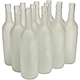 North Mountain Supply - 750ml Glass Bordeaux Wine Bottle Flat-Bottomed Cork Finish - Case of 12 - Frosted