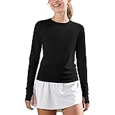 JOCMIC Girls Long Sleeve Shirts Athletic Shirt with Thumbholes Kids Crew Neck Basic Tee Tops for Sports Gym Yoga