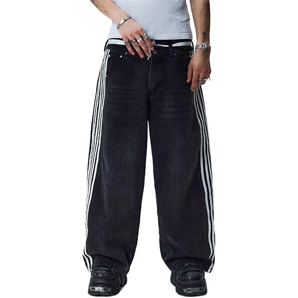 Pantalones Vaqueros Holgados Ruiatoo | Estilo Hip-hop Y Danza | Color Negro | Talla 56 | Mezclilla Y Algodón