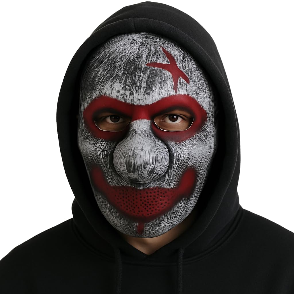 Komonee Halloween Mask Big Nosed Smile Silver Costume Adult Outfit Scary Spooky Horror Party Face Fancy Dress Cosplay For Men Women (HM10)