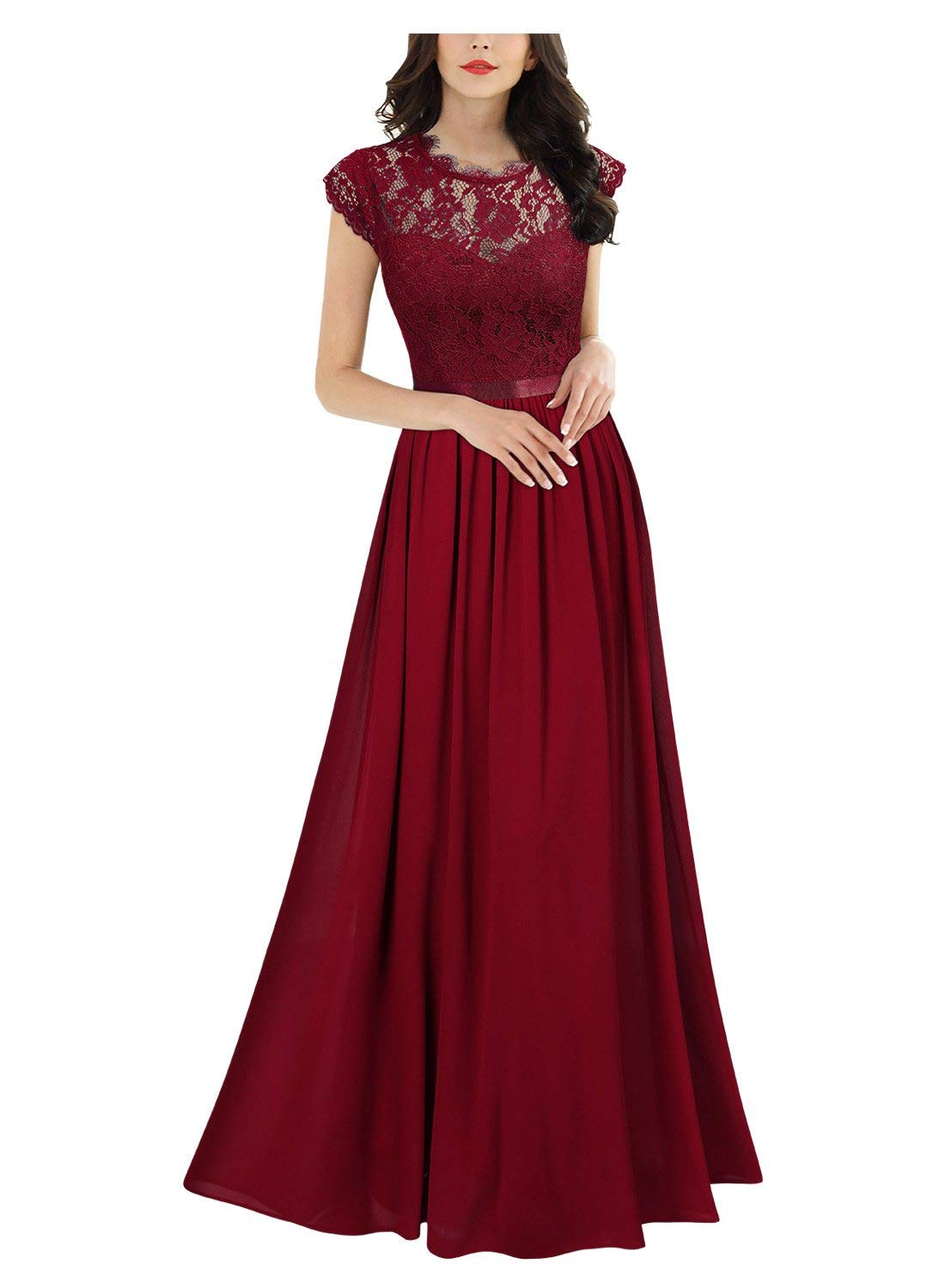Miusol-Womens-Formal-Floral-Lace-Evening-Party-Maxi-Dress-Large-Red