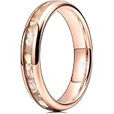 THREE KEYS JEWELRY Womens 4mm Tungsten Wedding Rings Purple Shell Inlaid Engagement Bands