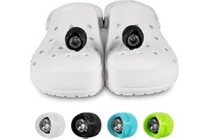 Kitsology 2pcs Croc Lights for Shoes Croc Headlights Outdoor Camping Essential Croc Lights Light Up Croc Charm, Clip on Clog Flashlight for Shoes-Black