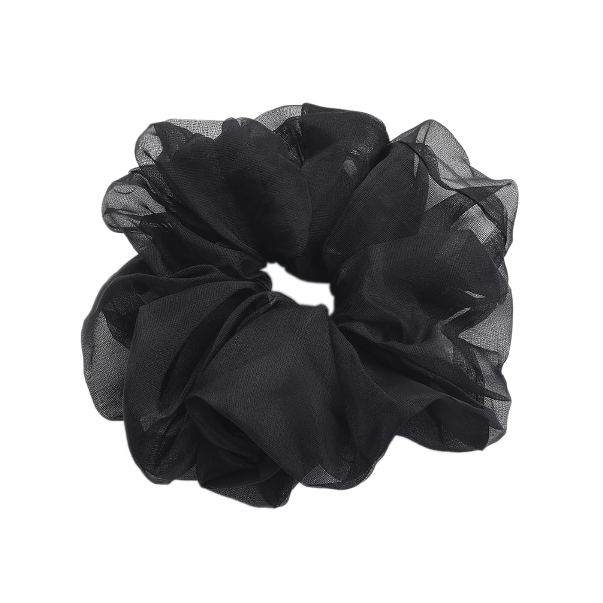 Pack of 3 Hair Bobbles Hair Accessories Chiffon Organza Hair Rings Hair Band Large Hold Elastic Hair Wiggle for Girls and Women, Black
