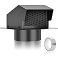 Trivd Frol 6 Inch Roof Vent Cap, Heavy Duty Galvanized Steel Removable Roof Exhaust Vents for Houses, Home Ventilation System with Damper, Black
