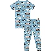 KicKee Print Short Sleeve Pajama Set – Stretchy Viscose from Bamboo Sleepwear for Toddlers and Kids