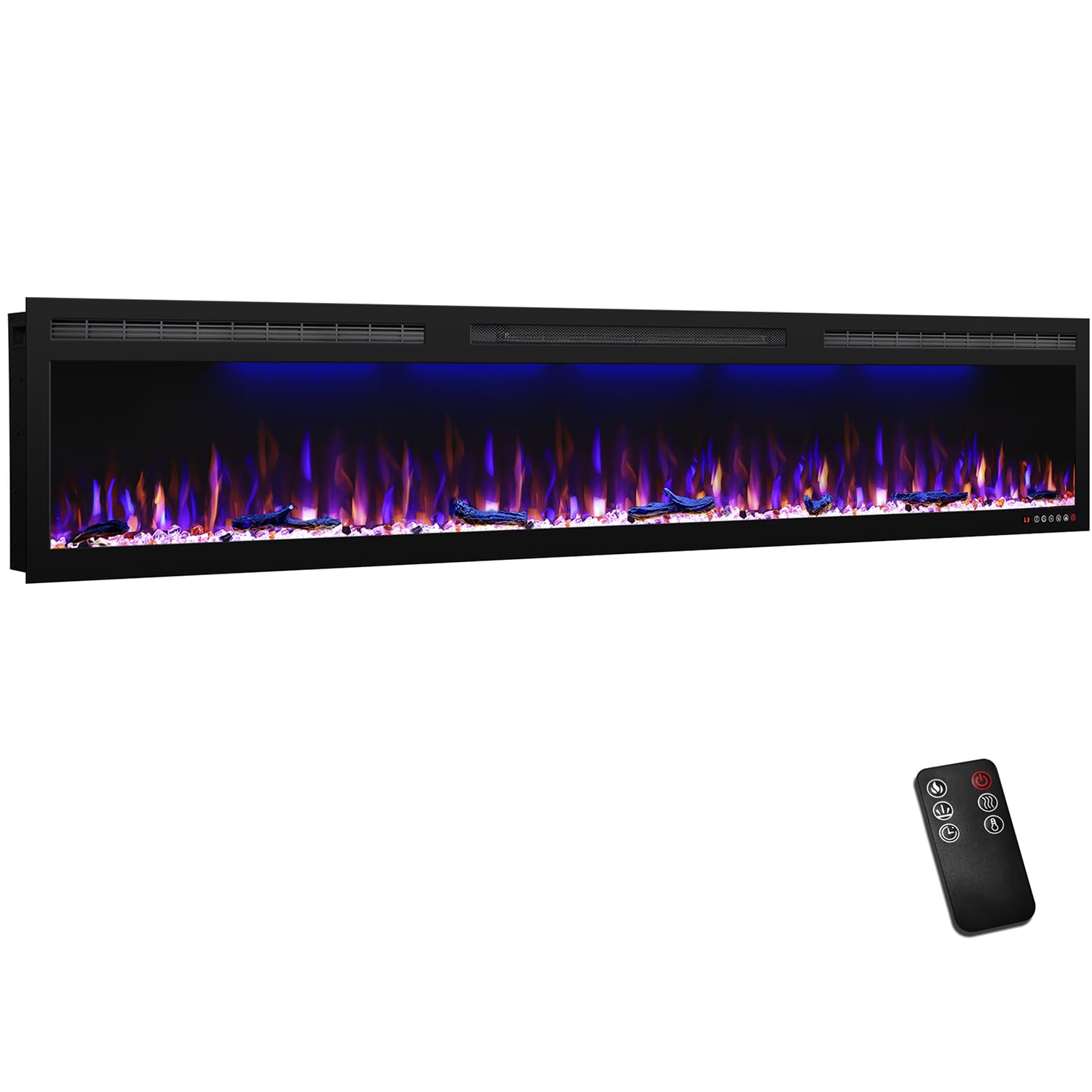 Photo 1 of ** BRAND NEW ITEM** Mystflame Electric Fireplace Recessed 88 inches, Insert and Wall Mounted Slim Fireplace with 750/1500 Watt Heater, Log & Crystal Hearth, Adjustable Realistic Flame and Remote Control & Touch Screen