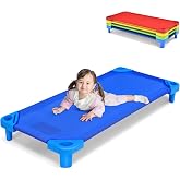 HONEY JOY Kids Daycare Cots, Pack of 4, 52&rdquo; L Stackable Toddler Nap Cots for Resting, Naptime, Easy Lift Corners, Ready-to-Assemble, Heavy Duty Sleeping Cots for Preschool Nursery Classroom